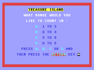 Treasure Island title screen for Commodore 64